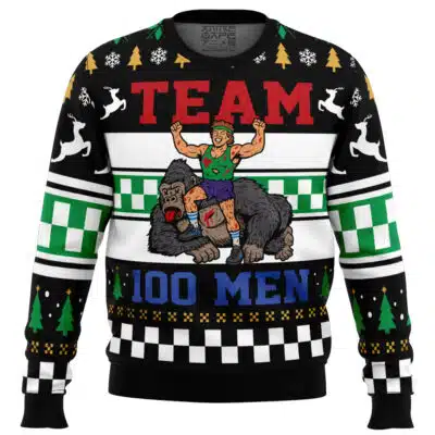 Team 100 Men 100 Men VS Gorilla Ugly Christmas Sweater