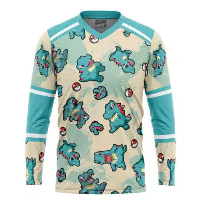 Totodile Pattern Pokemon Hockey Jersey