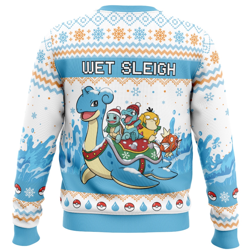 Water Type Wet Sleigh Pokemon Ugly Christmas Sweater - Image 2