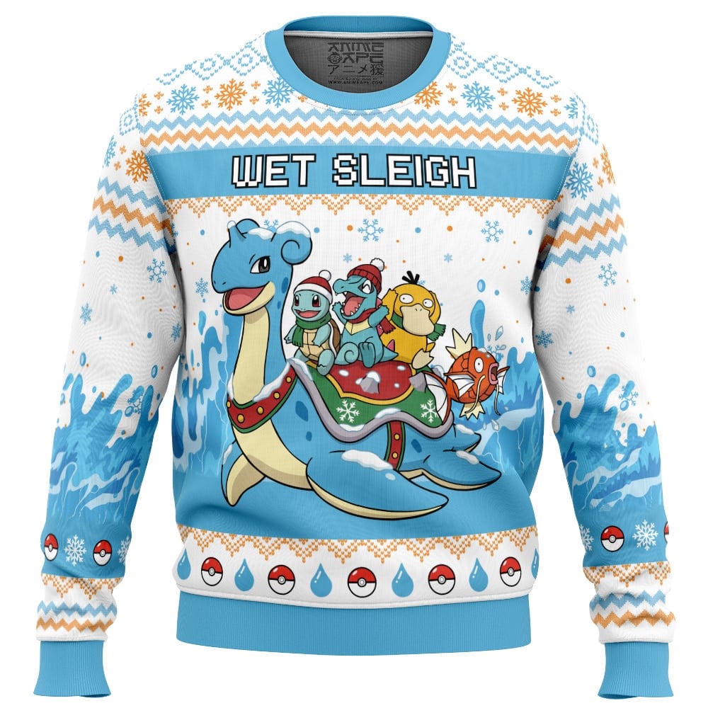 Water Type Wet Sleigh Pokemon Ugly Christmas Sweater