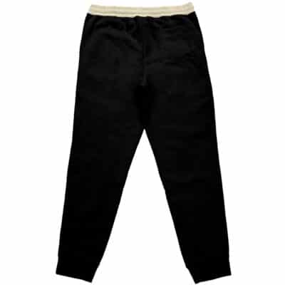 Rudo Surebrec V2 Gachiakuta Streetwear Sweatpants (Copy) in black, featuring a beige elastic waistband, relaxed fit, and cuffed ankles, shown flat on a white background.