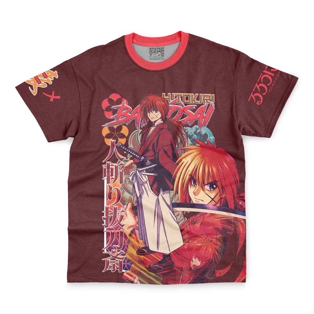 A maroon short-sleeve t-shirt featuring vibrant anime-style illustrations of Ishtar from Fate Grand Order, with Japanese text and dynamic action poses on the front.