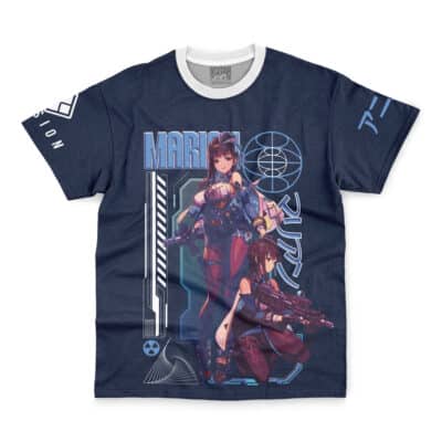 A Lupusregina Beta Pleiades Overlord Streetwear T-Shirt in blue featuring cartoon characters.