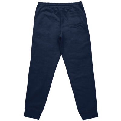 Lupusregina Beta Pleiades Overlord Streetwear Sweatpants (Copy) in navy blue, laid flat and viewed from the back, showcase an elastic waistband and cuffed ankles.