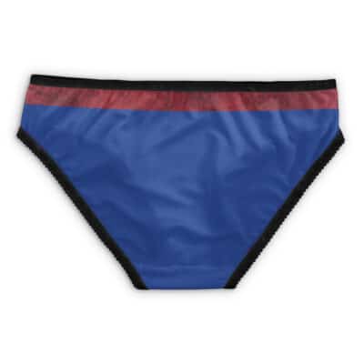 Icha Icha Paradise Shippuden Panties (Copy): Blue bikini-style underwear with a black waistband and trim, and a horizontal red stripe near the top on a white background.