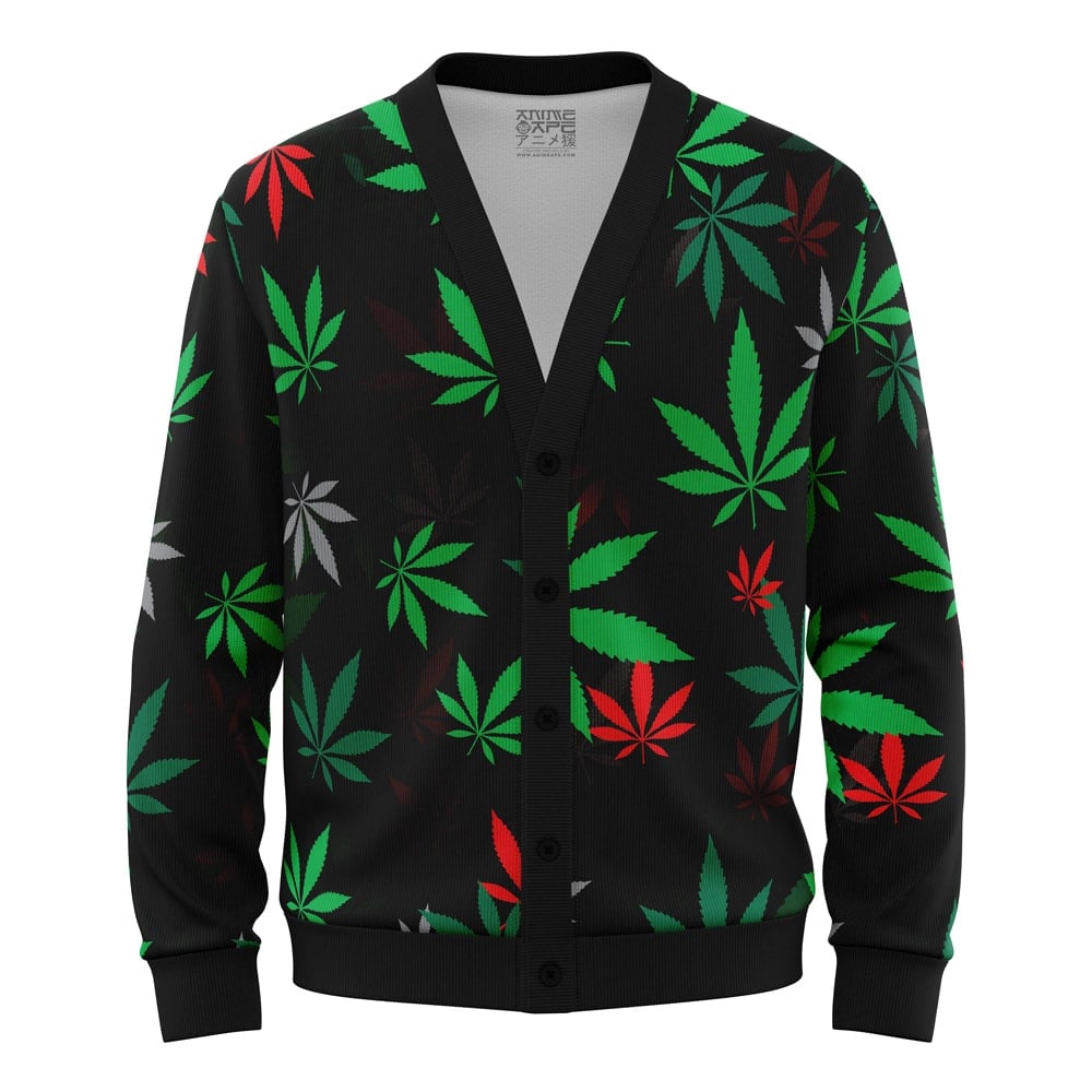420 Pot Plants Pattern Knitted Cardigan Sweater