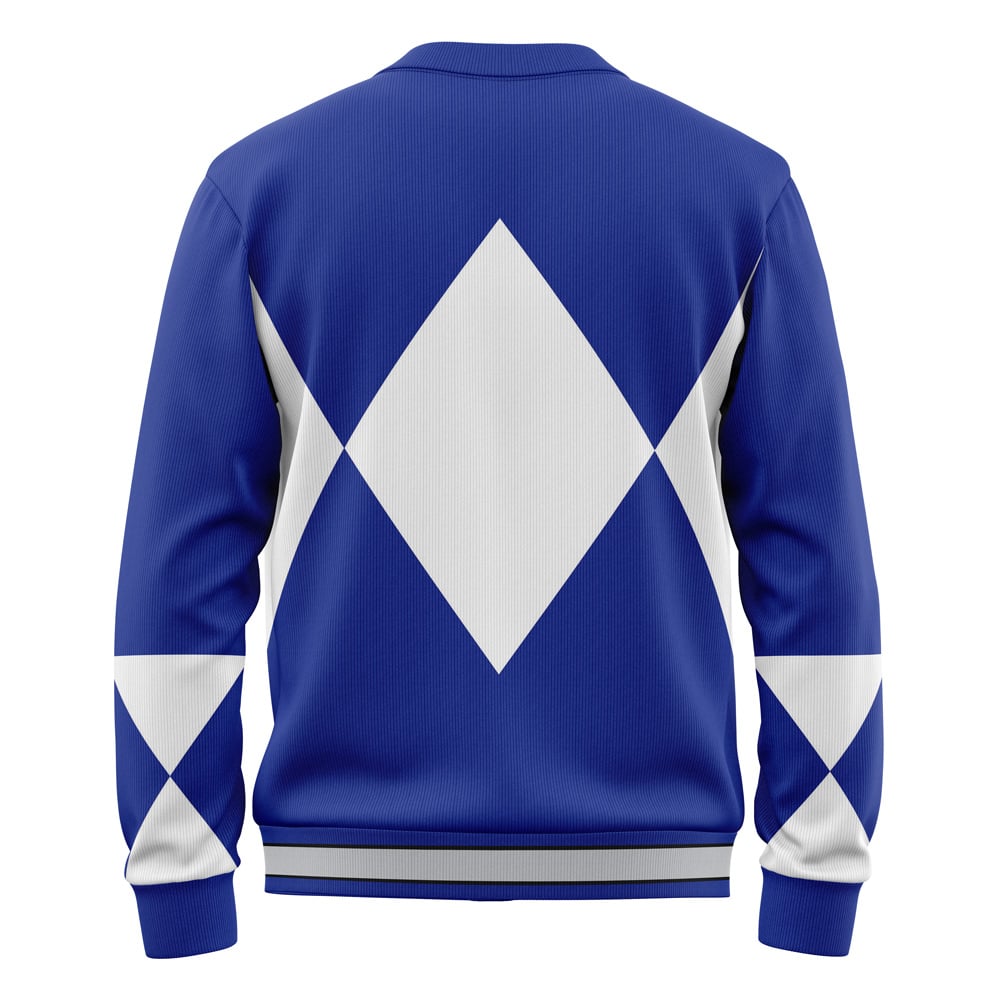 Blue Ranger Mighty Morphin Power Ranger Knitted Cardigan Sweater - Image 2