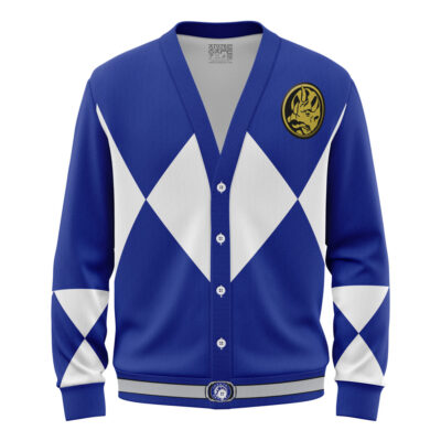Blue Ranger Mighty Morphin Power Ranger Knitted Cardigan Sweater