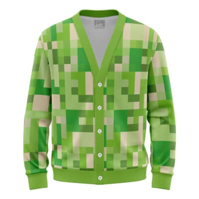 Creeper Minecraft Knitted Cardigan Sweater
