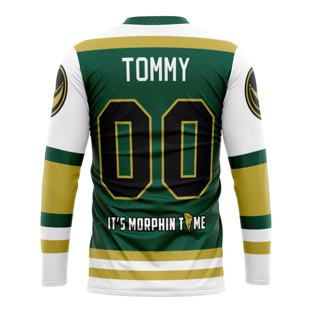 Green Dragonzords Tommy Oliver Power Rangers Hockey Jersey - Image 2