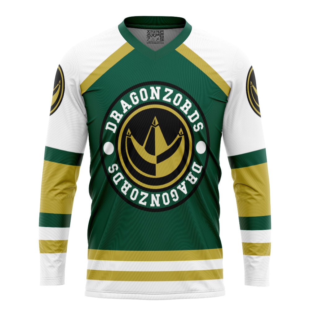 Green Dragonzords Tommy Oliver Power Rangers Hockey Jersey