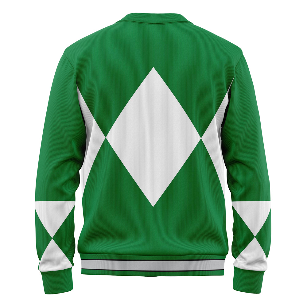 Green Ranger Mighty Morphin Power Ranger Knitted Cardigan Sweater - Image 2