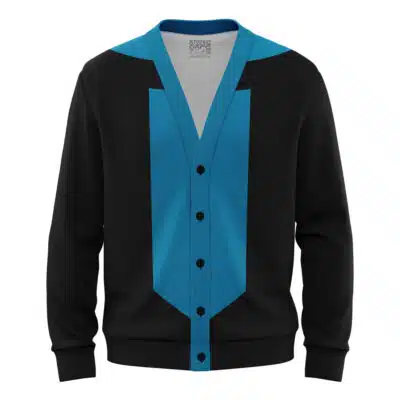 Invincible Blue Knitted Cardigan Sweater