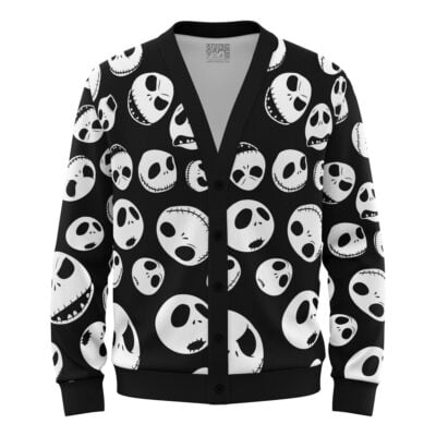 Jack Skellington Pattern Disney Knitted Cardigan Sweater