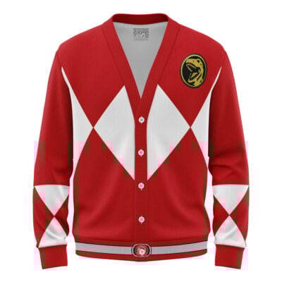 Red Ranger Mighty Morphin Power Ranger Knitted Cardigan Sweater