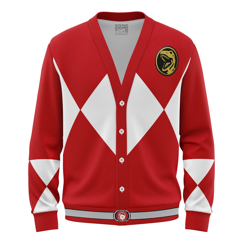 Red Ranger Mighty Morphin Power Ranger Knitted Cardigan Sweater