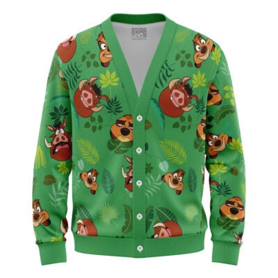 Timon and Pumbaa Pattern Disney Knitted Cardigan Sweater