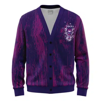 Trippy Ghostly Pokemon Knitted Cardigan Sweater