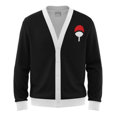Uchiha Symbol Black  Knitted Cardigan Sweater