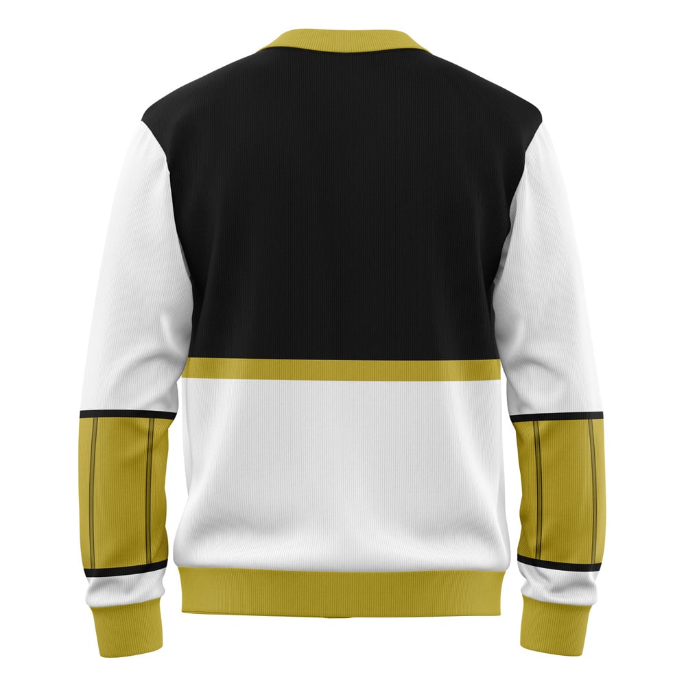 White Ranger Mighty Morphin Power Ranger Knitted Cardigan Sweater - Image 2