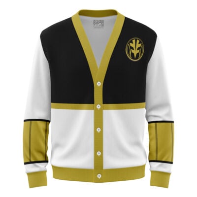 White Ranger Mighty Morphin Power Ranger Knitted Cardigan Sweater