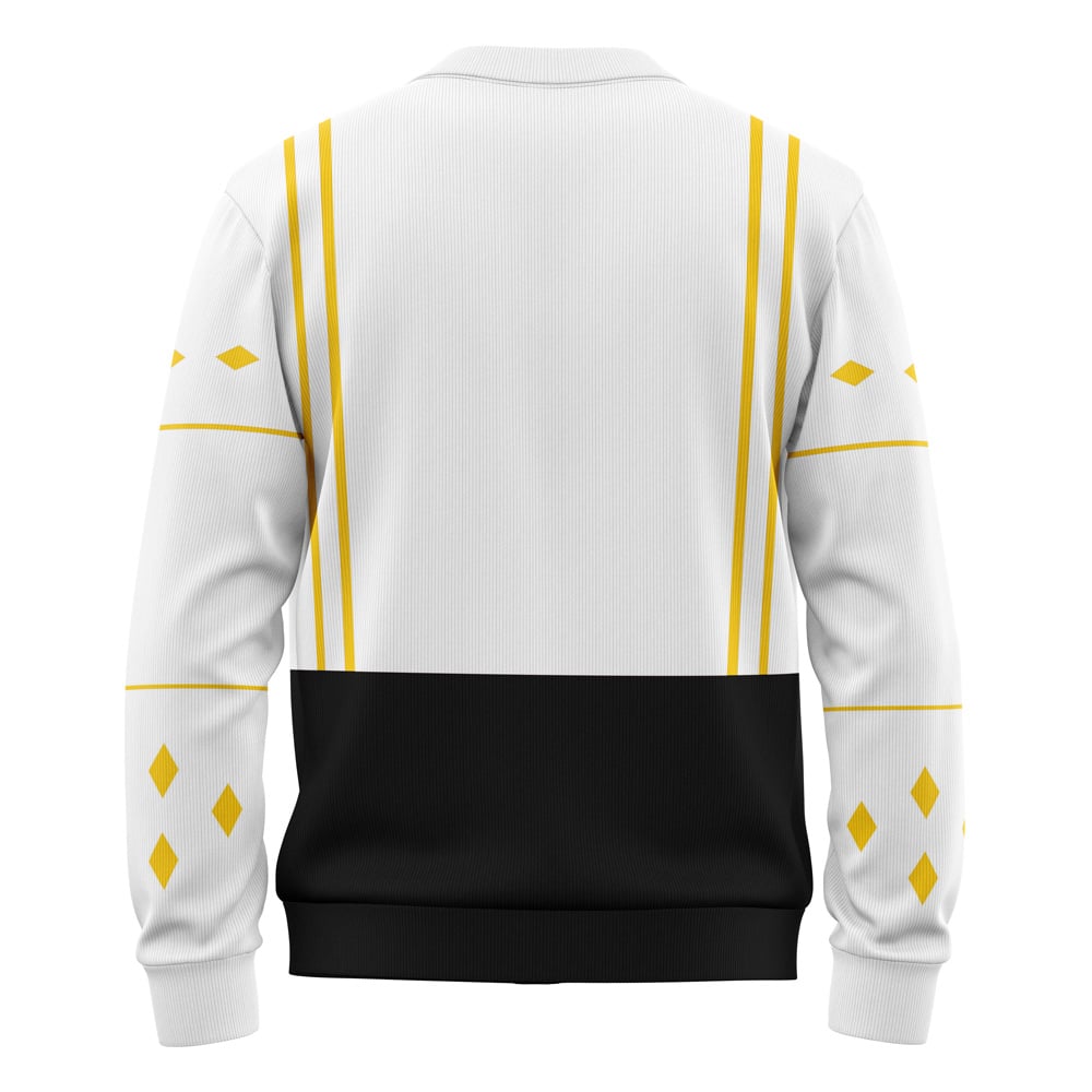 White Ranger Ninjetti Power Rangers Knitted Cardigan Sweater - Image 2