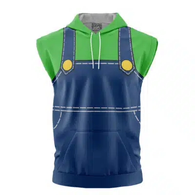 Luigi Cosplay Super Mario Bros. Sleeveless Hoodie