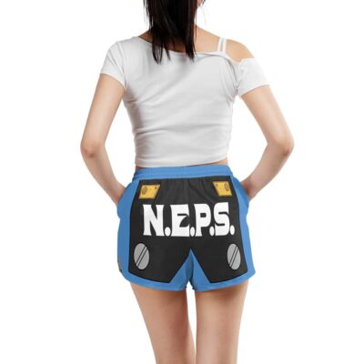 A woman wearing Princess Daisy Dukes Super Mario Bros Women’s Board Shorts with a white shirt.