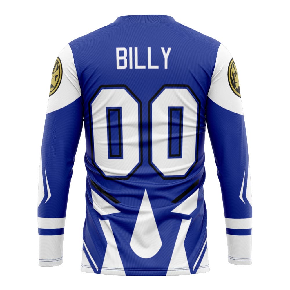 Blue Triceratops Billy Cranston Power Rangers Hockey Jersey - Image 2