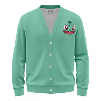 Bulbasaur Face Pokemon Knitted Cardigan Sweater