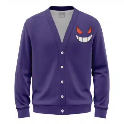 Gengar Face Pokemon Knitted Cardigan Sweater