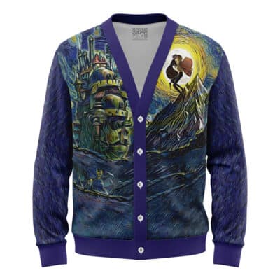 Howl's Moving Castle Starry Night Studio Ghibli Knitted Cardigan Sweater