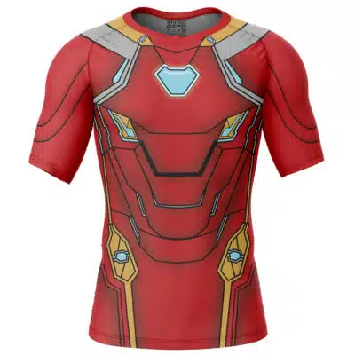 Iron Man Marvel Short Sleeve Rash Guard Compression Shirt