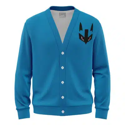 Lucario Face Pokemon Knitted Cardigan Sweater