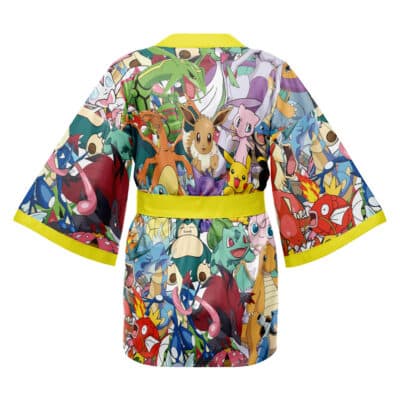 The Xenomorph Alien Happi Coat Haori Kimono is a colorful kimono-style robe featuring bright yellow trim on the sleeves, collar, and hem.