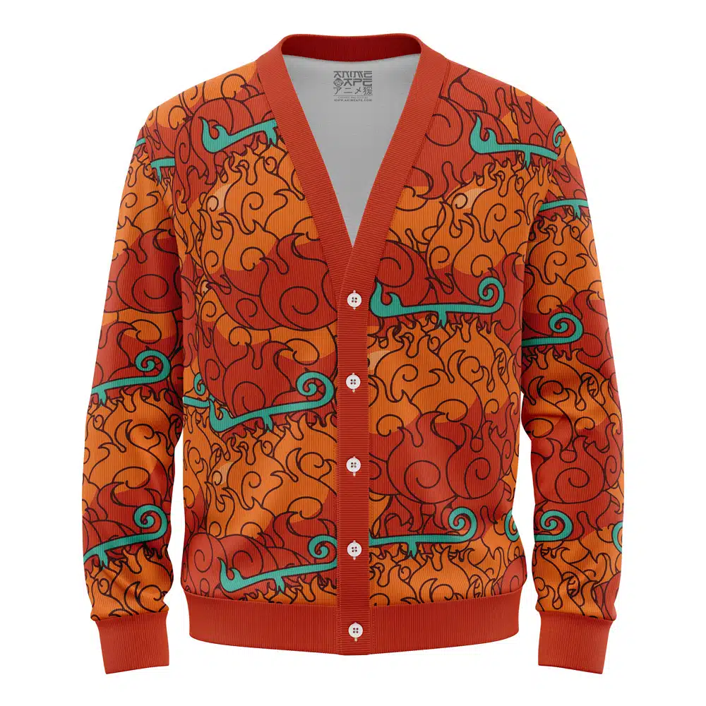 Mera Mera No Mi One Piece Knitted Cardigan Sweater