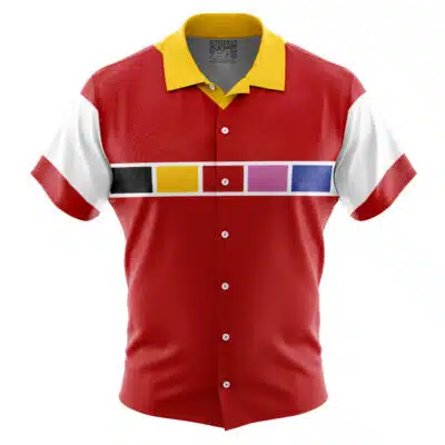 Red Ranger Space Power Rangers Button Up Hawaiian Shirt