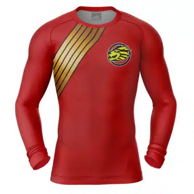 Red Ranger Wild Force Power Rangers Long Sleeve Rash Guard Compression Shirt