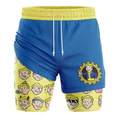 Vault Boy Faces Fallout 2-in-1 Performance Shorts