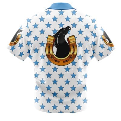 The Red Ranger Jungle Fury Power Rangers Button Up Hawaiian Shirt features a vibrant red design with Power Rangers graphics, button-up front, and a comfortable fit, perfect for fans looking to show off their jungle fury style.