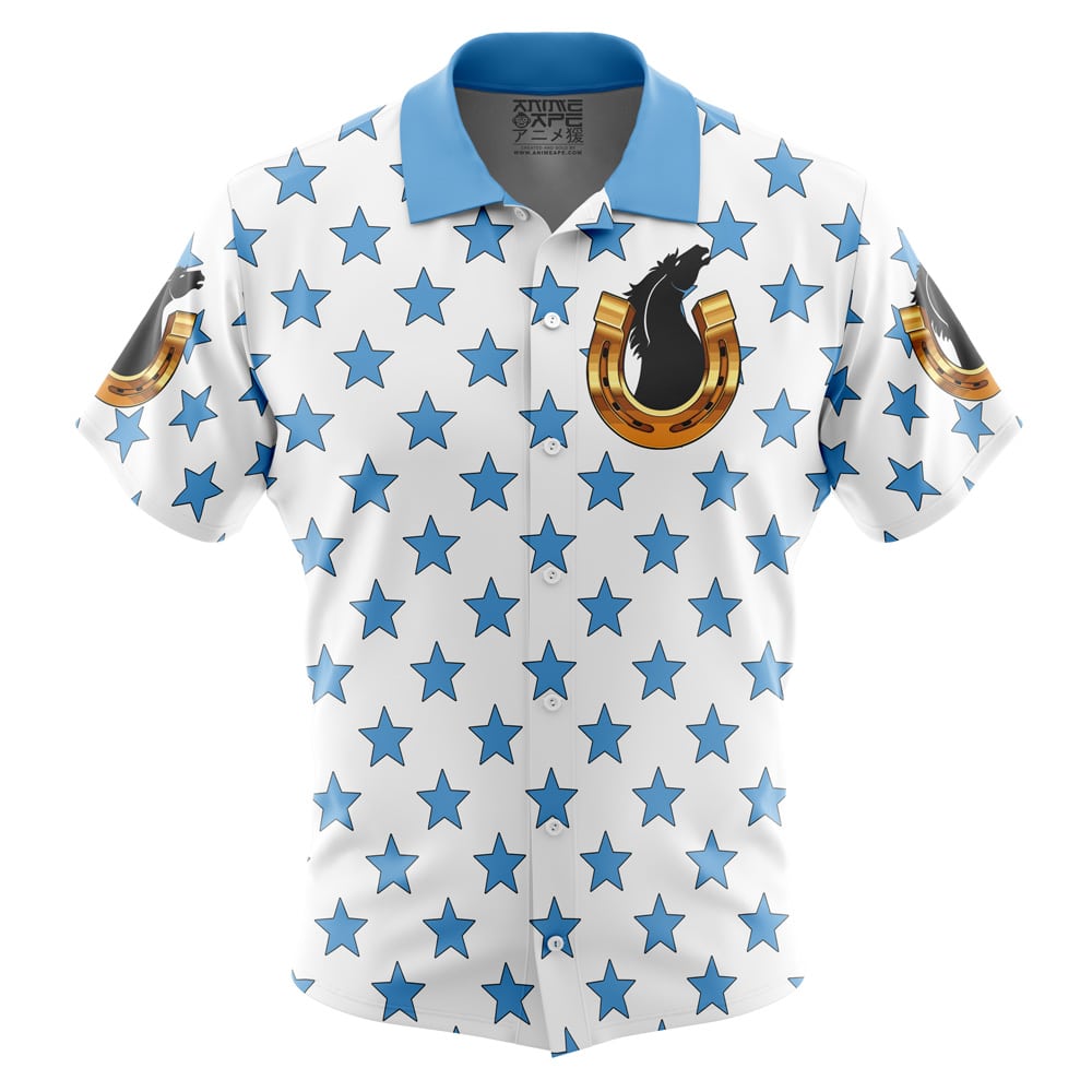 Johnny Joestar Anime Jojo’s Bizarre Adventure Steel Ball Run Button Up Hawaiian Shirt