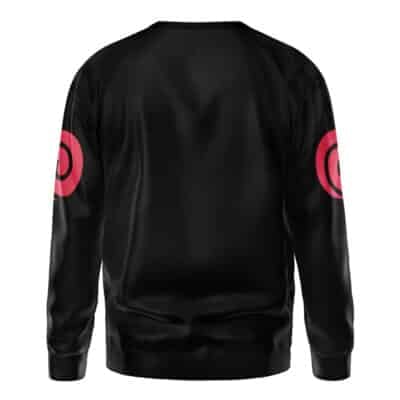 The Hana Uzaki Sugoi Dekai Uzaki-chan Wants to Hang Out! Sweatshirt (Copy) is a black long-sleeve featuring a red bullseye target design on each sleeve, shown from the back with no other visible markings or patterns.