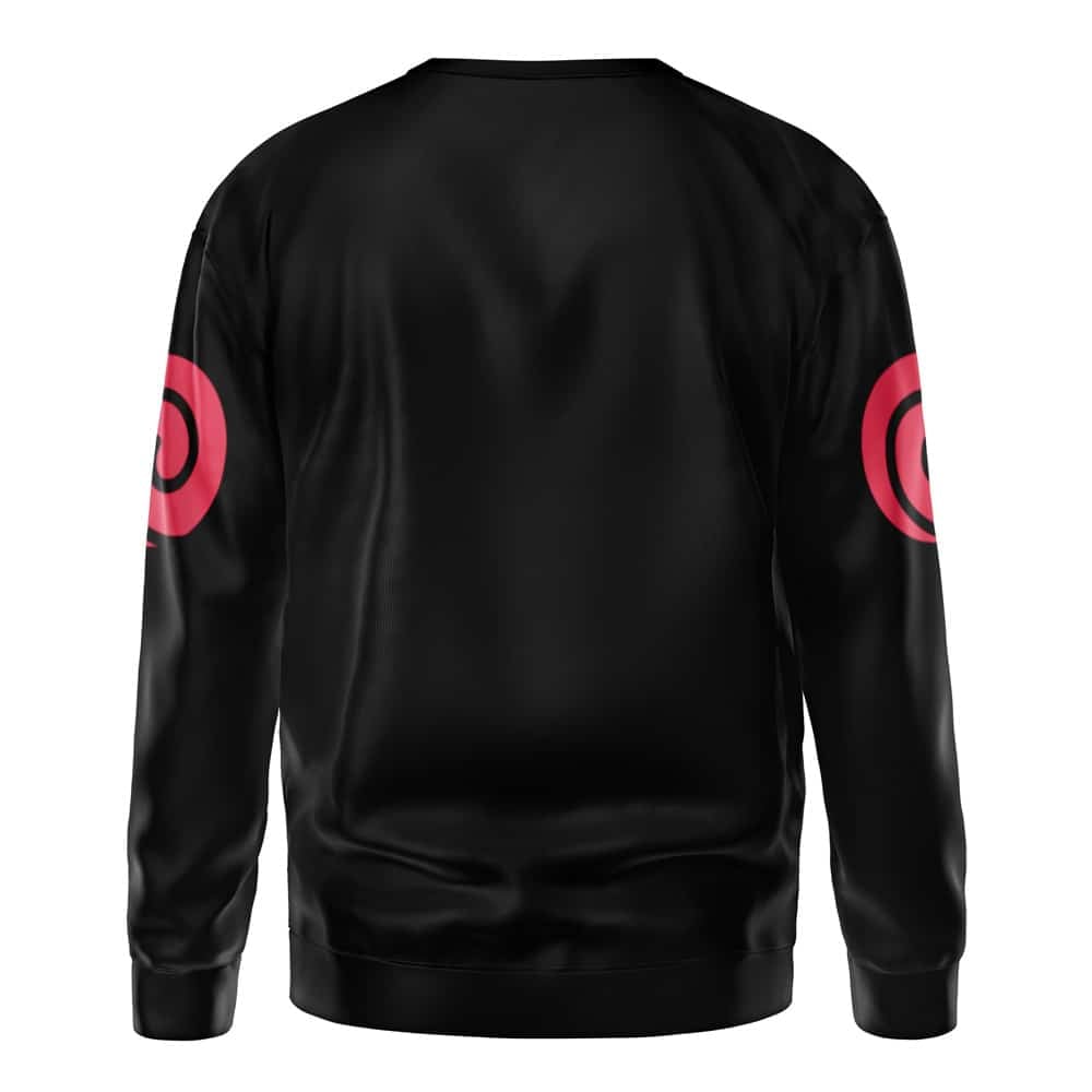 The Hana Uzaki Sugoi Dekai Uzaki-chan Wants to Hang Out! Sweatshirt (Copy) is a black long-sleeve featuring a red bullseye target design on each sleeve, shown from the back with no other visible markings or patterns.