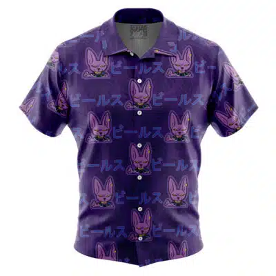 Beerus Dragon Ball Z Short Sleeve Button Up Hawaiian Shirt