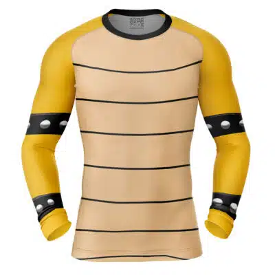 Bowser Super Mario Bros Long Sleeve Rash Guard Compression Shirt