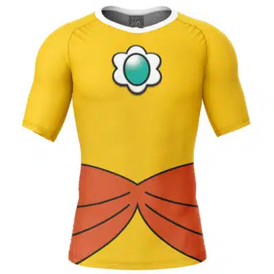 Daisy Super Mario Bros Short Sleeve Rash Guard Compression Shirt