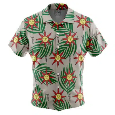 Dark Souls Pattern Praise The Sun Short Sleeve Button Up Hawaiian Shirt