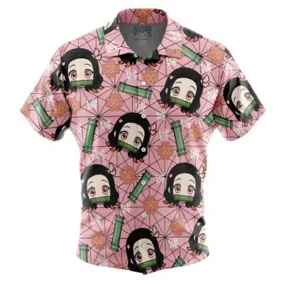 Nezuko Kamado Demon Slayer Short Sleeve Button Up Hawaiian Shirt