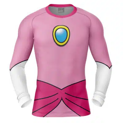 Peach Super Mario Bros Long Sleeve Rash Guard Compression Shirt