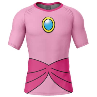 Peach Super Mario Bros Short Sleeve Rash Guard Compression Shirt